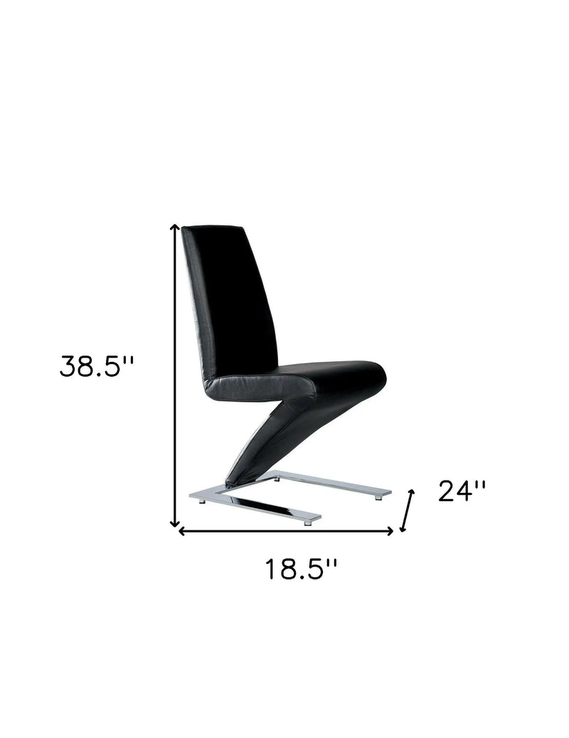 Set of Two Black and Silver Faux Leather Dining Side Chairs Homeroots Kitchen & Dining