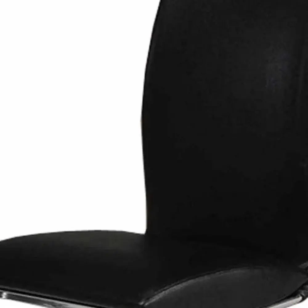 Set of Two Black and Silver Faux Leather Dining Side Chairs Homeroots Kitchen & Dining