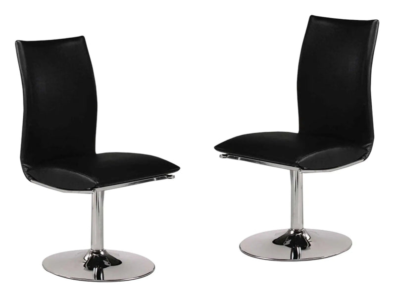 Set of Two Black and Silver Faux Leather Dining Side Chairs Homeroots Kitchen & Dining