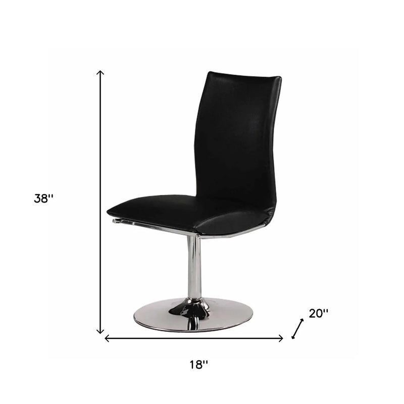 Set of Two Black and Silver Faux Leather Dining Side Chairs Homeroots Kitchen & Dining