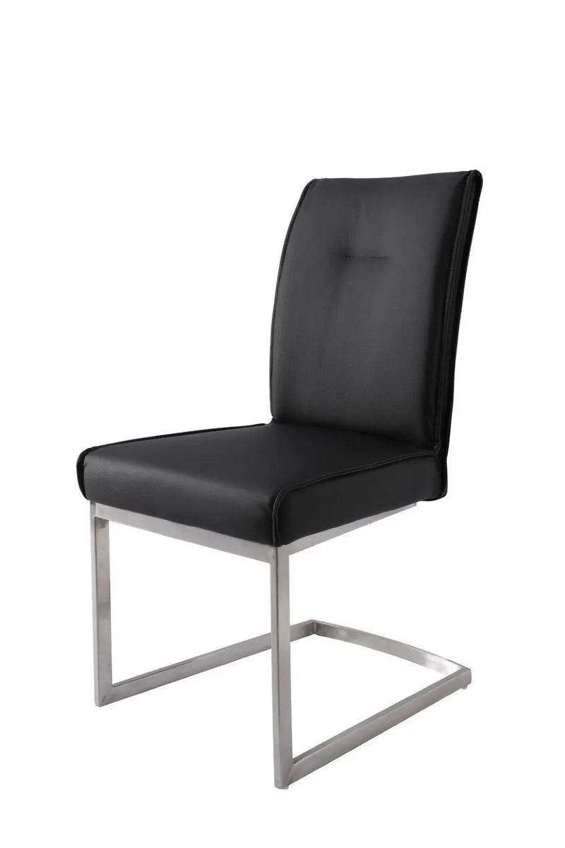 Set of Two Black and Silver Faux Leather Dining Side Chairs Homeroots Kitchen & Dining