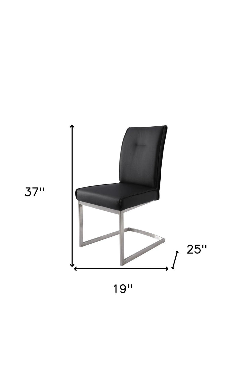 Set of Two Black and Silver Faux Leather Dining Side Chairs Homeroots Kitchen & Dining