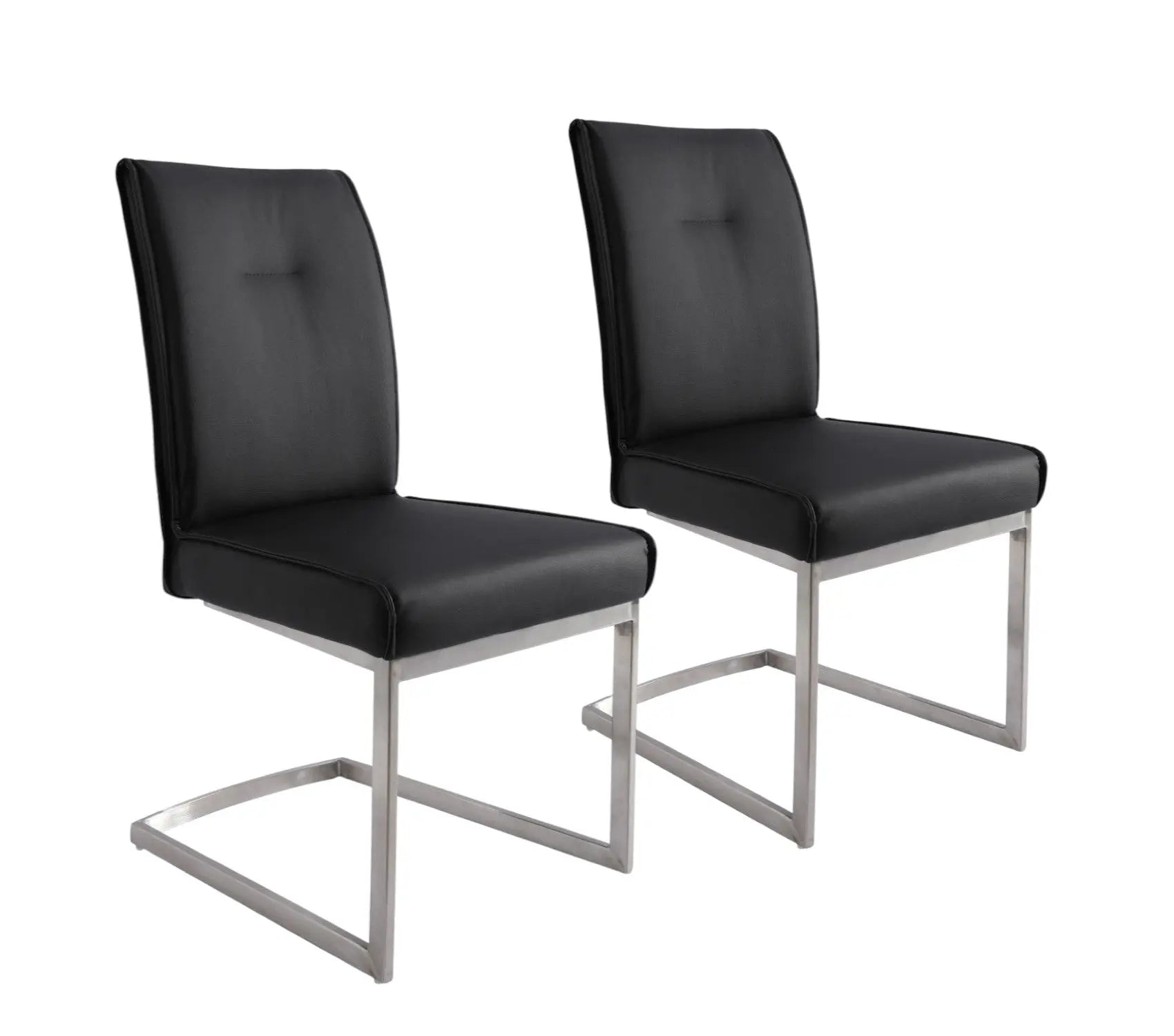 Set of Two Black and Silver Faux Leather Dining Side Chairs Homeroots Kitchen & Dining