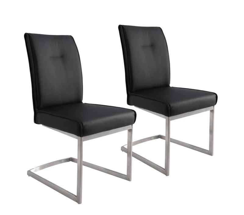 Set of Two Black and Silver Faux Leather Dining Side Chairs Homeroots Kitchen & Dining
