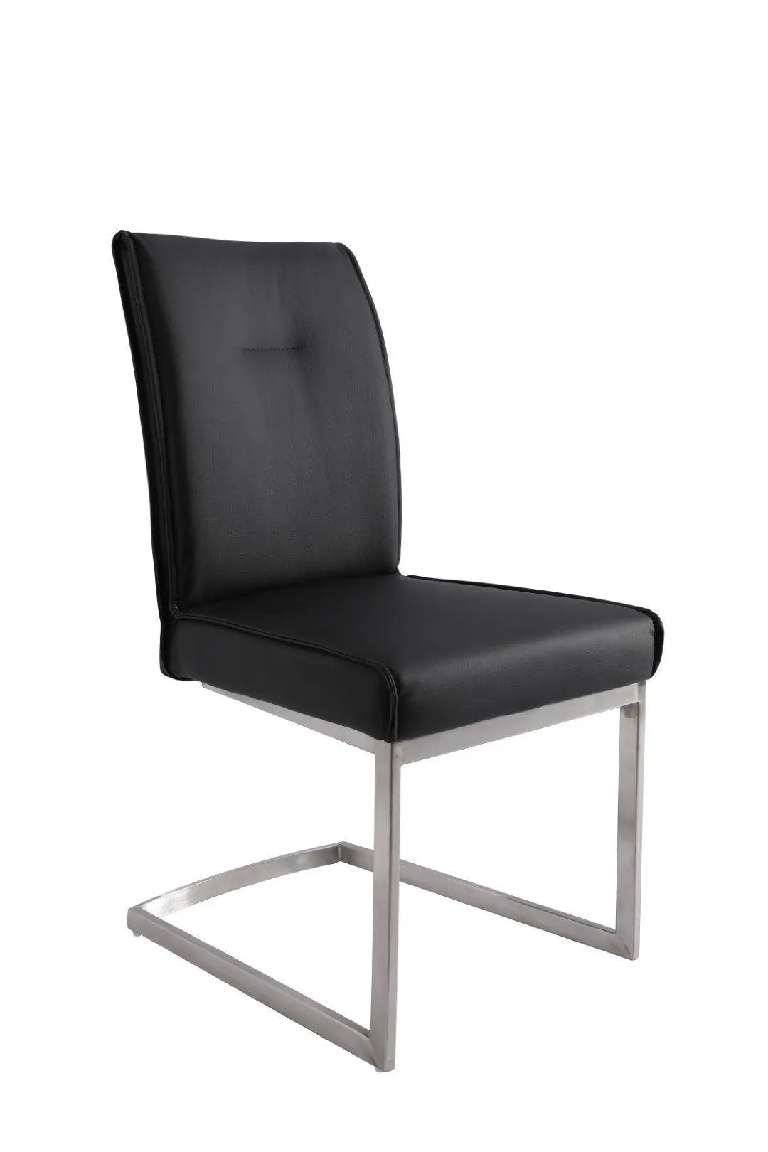Set of Two Black and Silver Faux Leather Dining Side Chairs Homeroots Kitchen & Dining