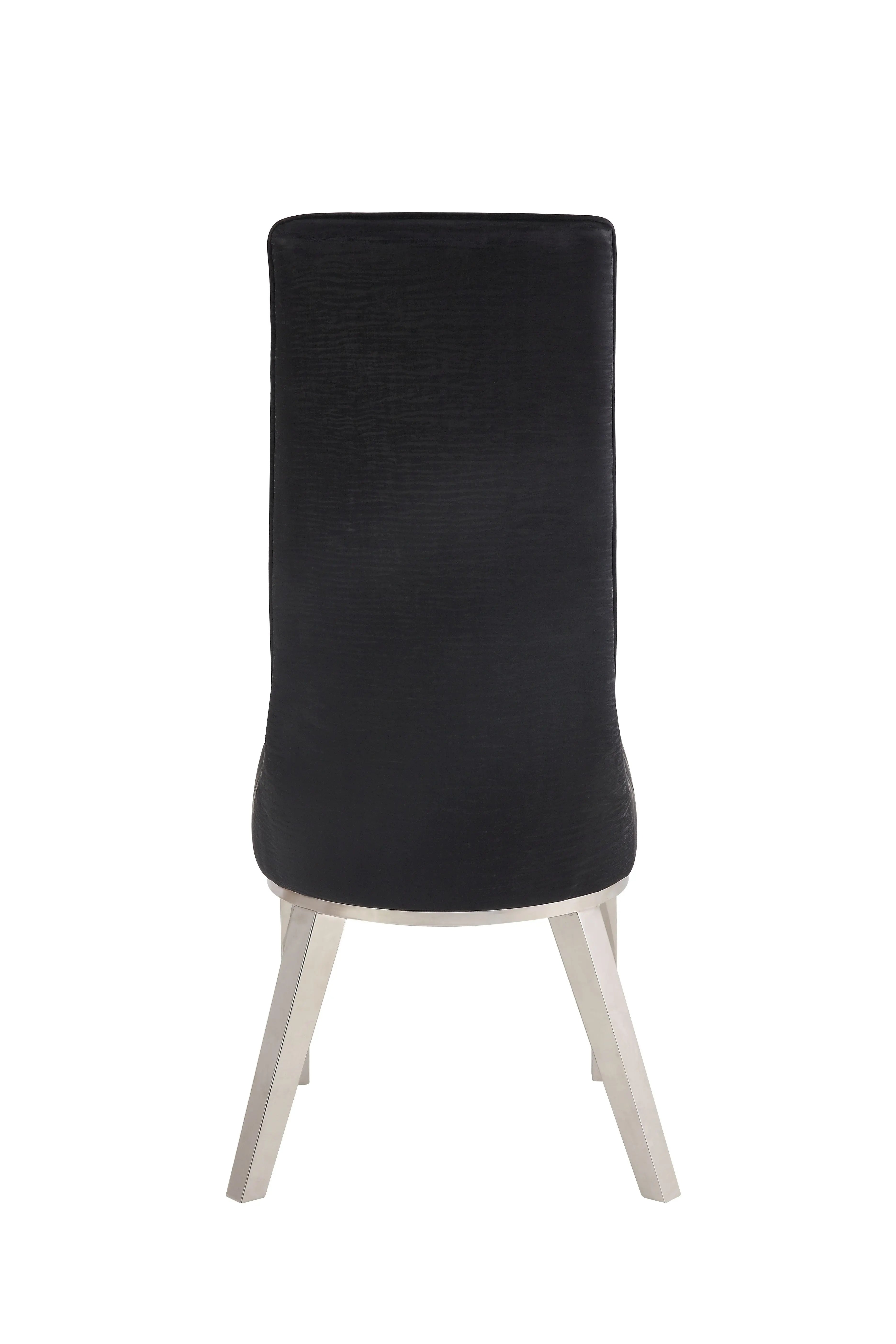 Set of Two Black and Silver Faux Leather Dining Side Chairs Homeroots Kitchen & Dining