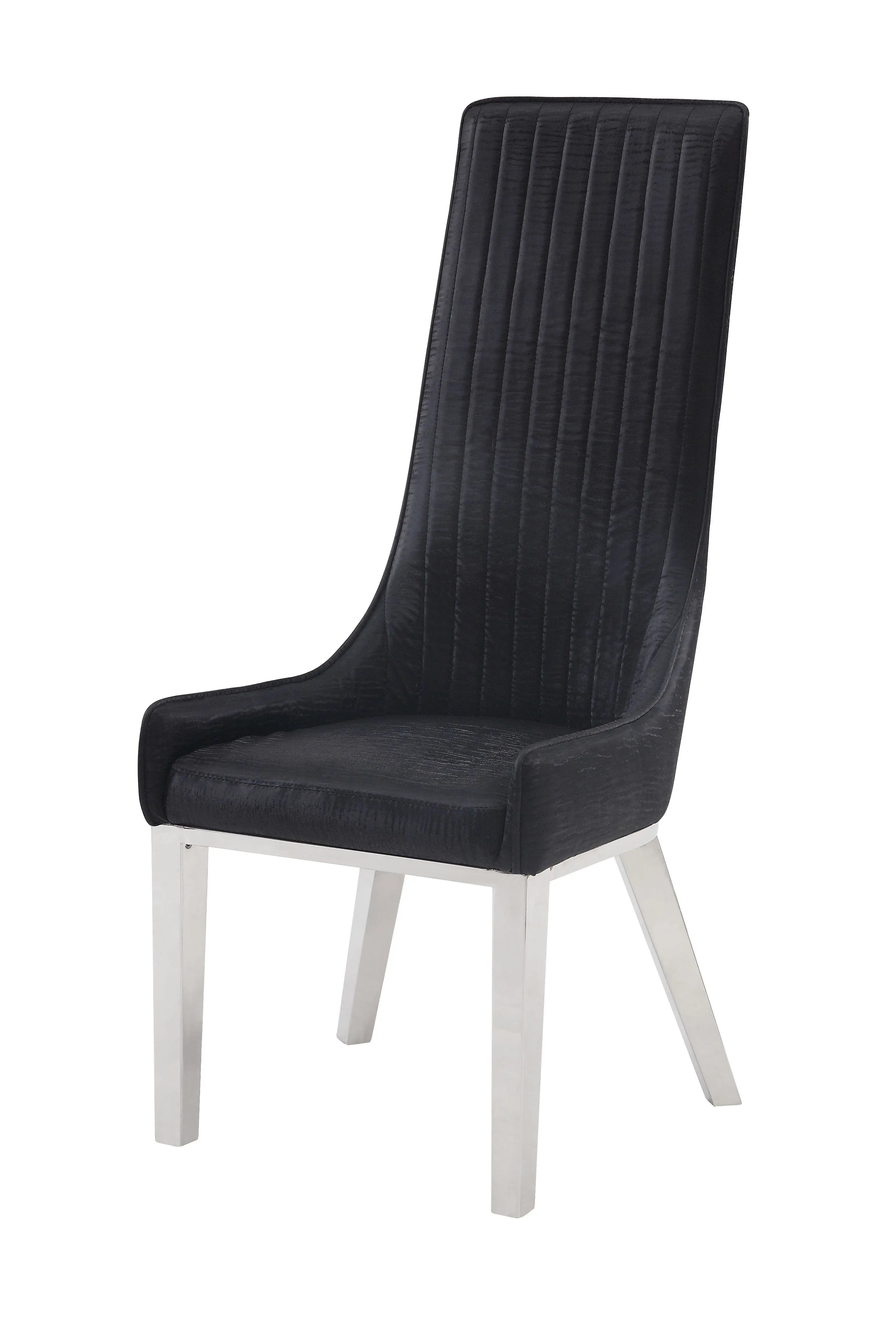 Set of Two Black and Silver Faux Leather Dining Side Chairs Homeroots Kitchen & Dining