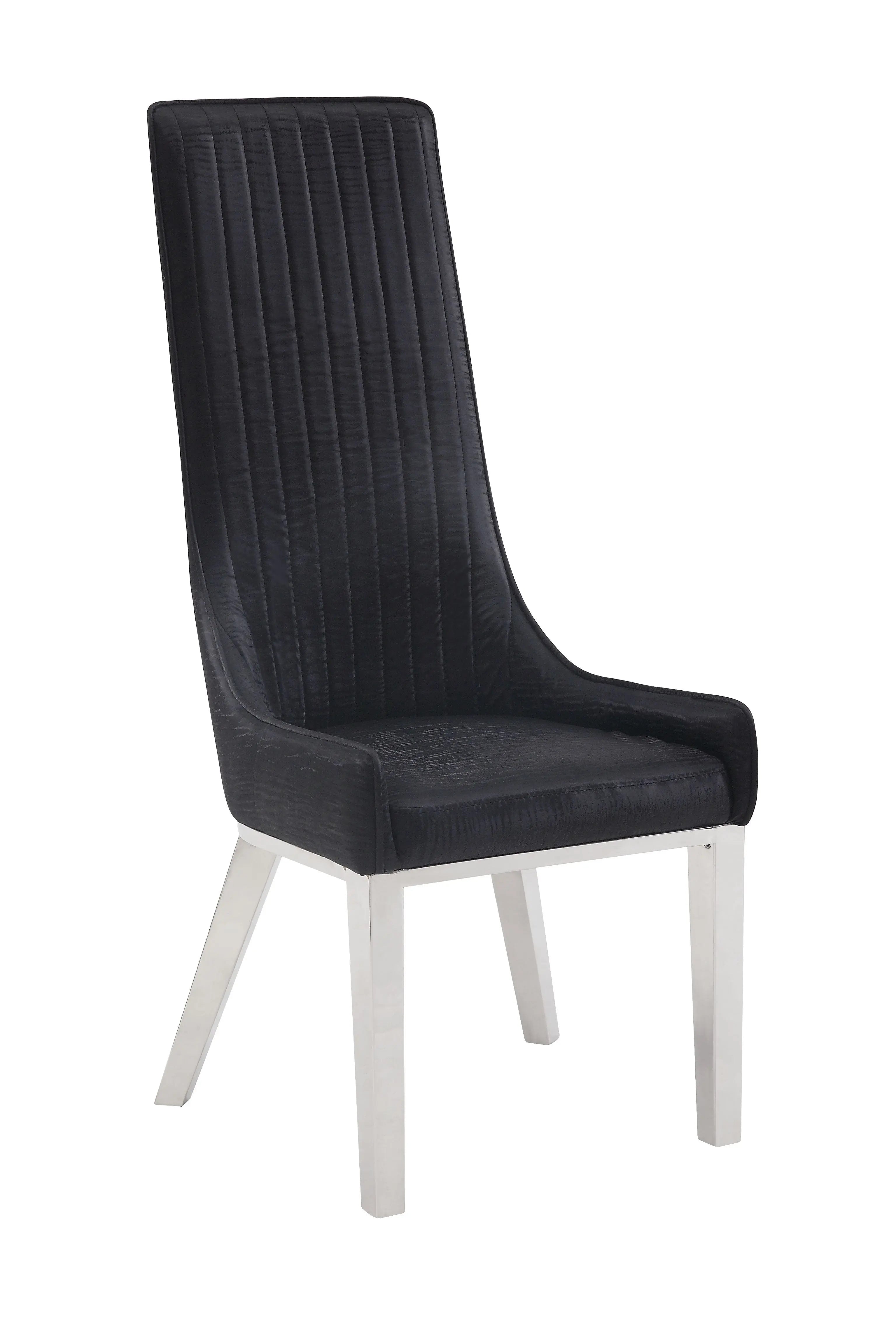 Set of Two Black and Silver Faux Leather Dining Side Chairs Homeroots Kitchen & Dining
