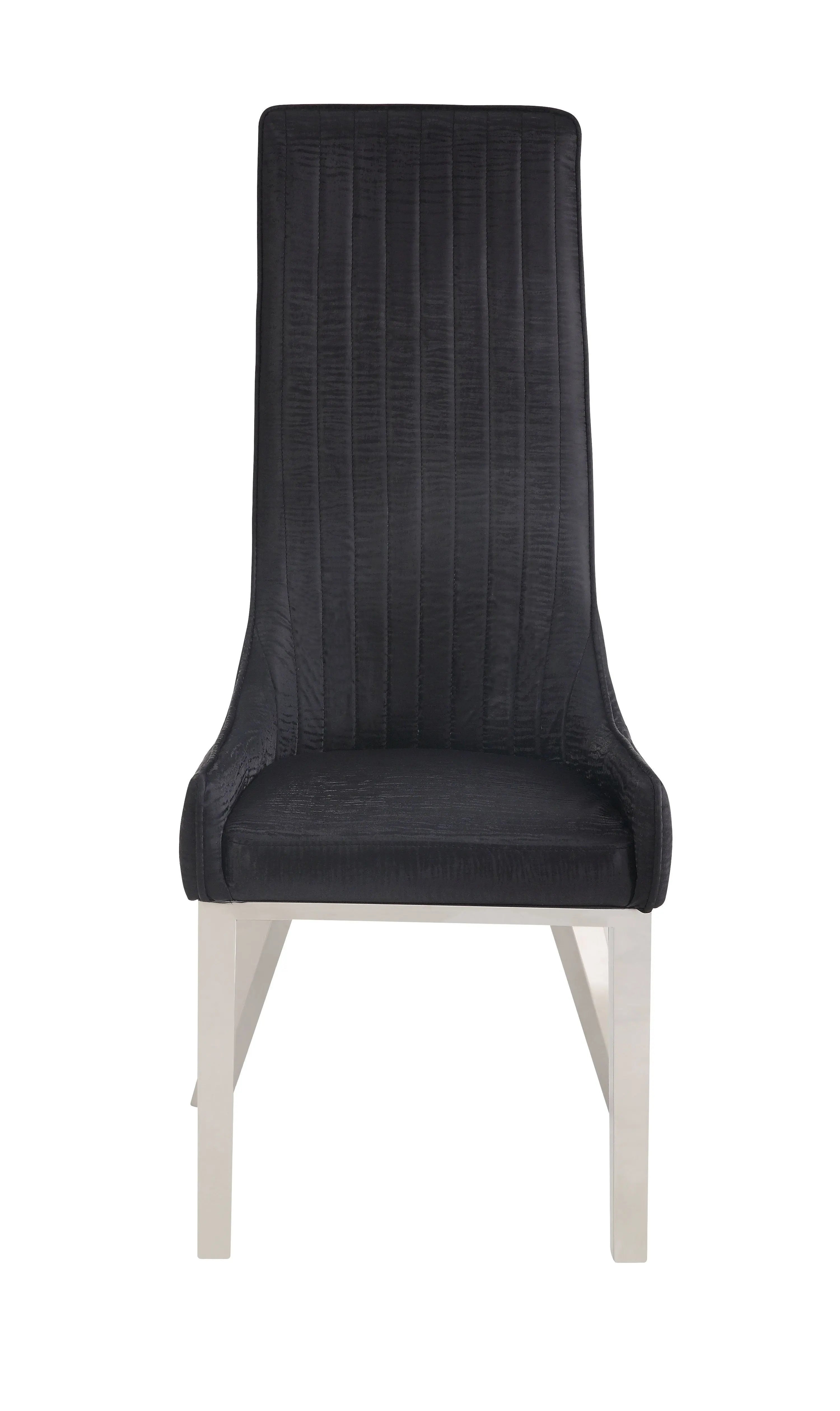 Set of Two Black and Silver Faux Leather Dining Side Chairs Homeroots Kitchen & Dining