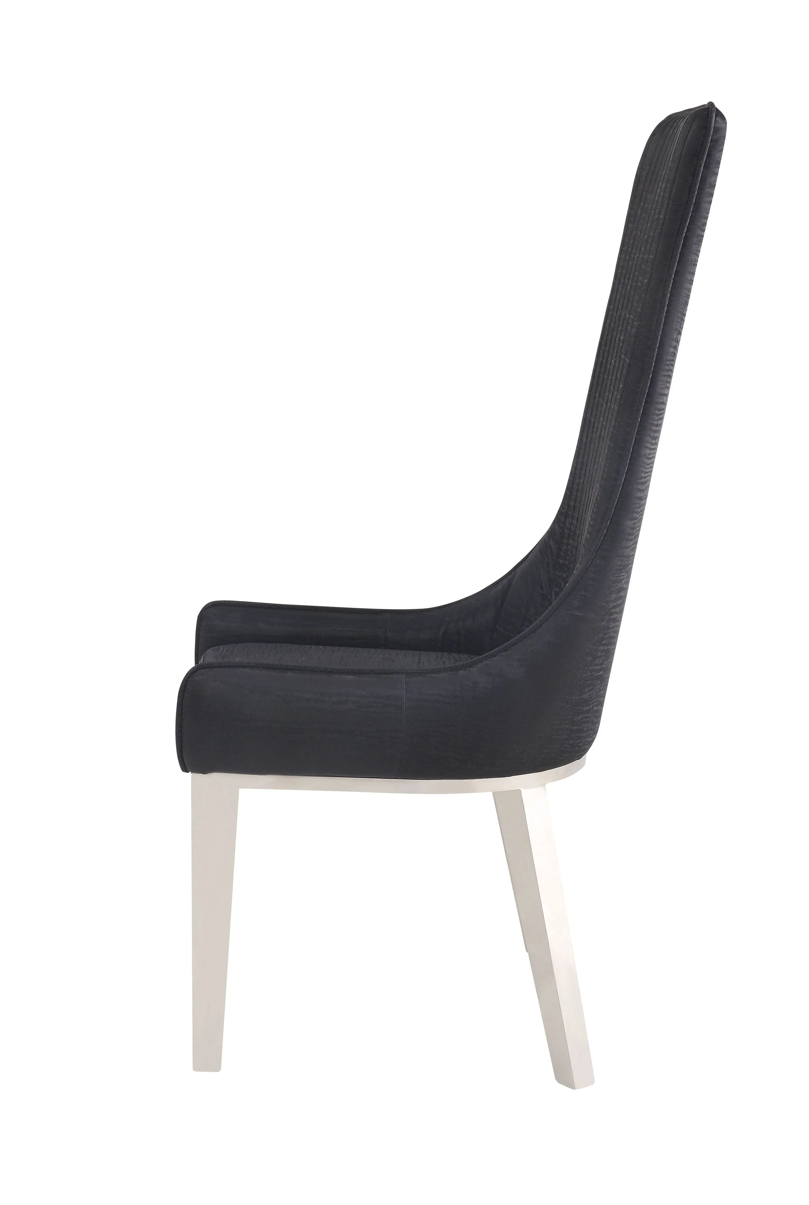 Set of Two Black and Silver Faux Leather Dining Side Chairs Homeroots Kitchen & Dining