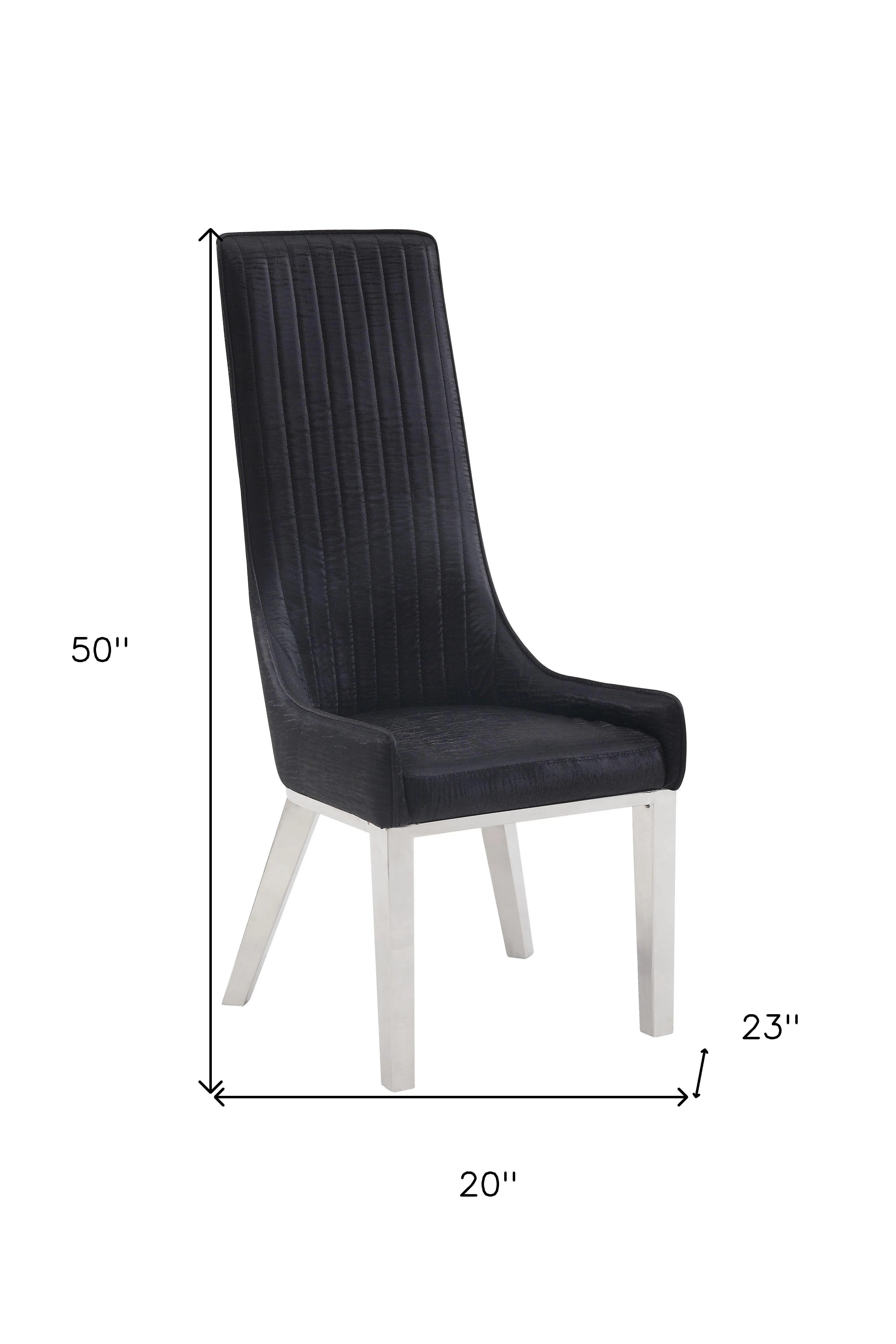 Set of Two Black and Silver Faux Leather Dining Side Chairs Homeroots Kitchen & Dining