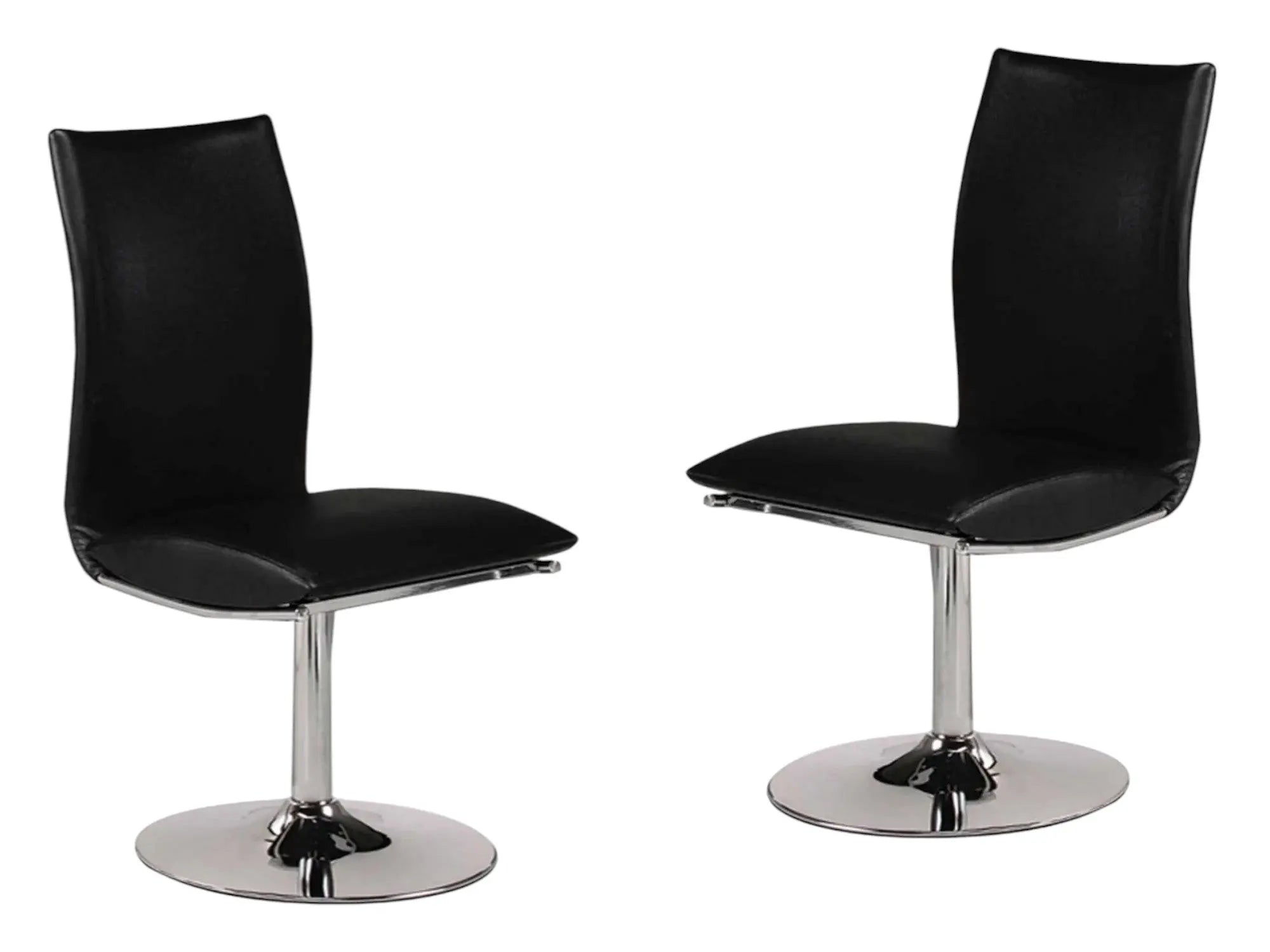 Set of Two Black and Silver Faux Leather Dining Side Chairs Homeroots Kitchen & Dining