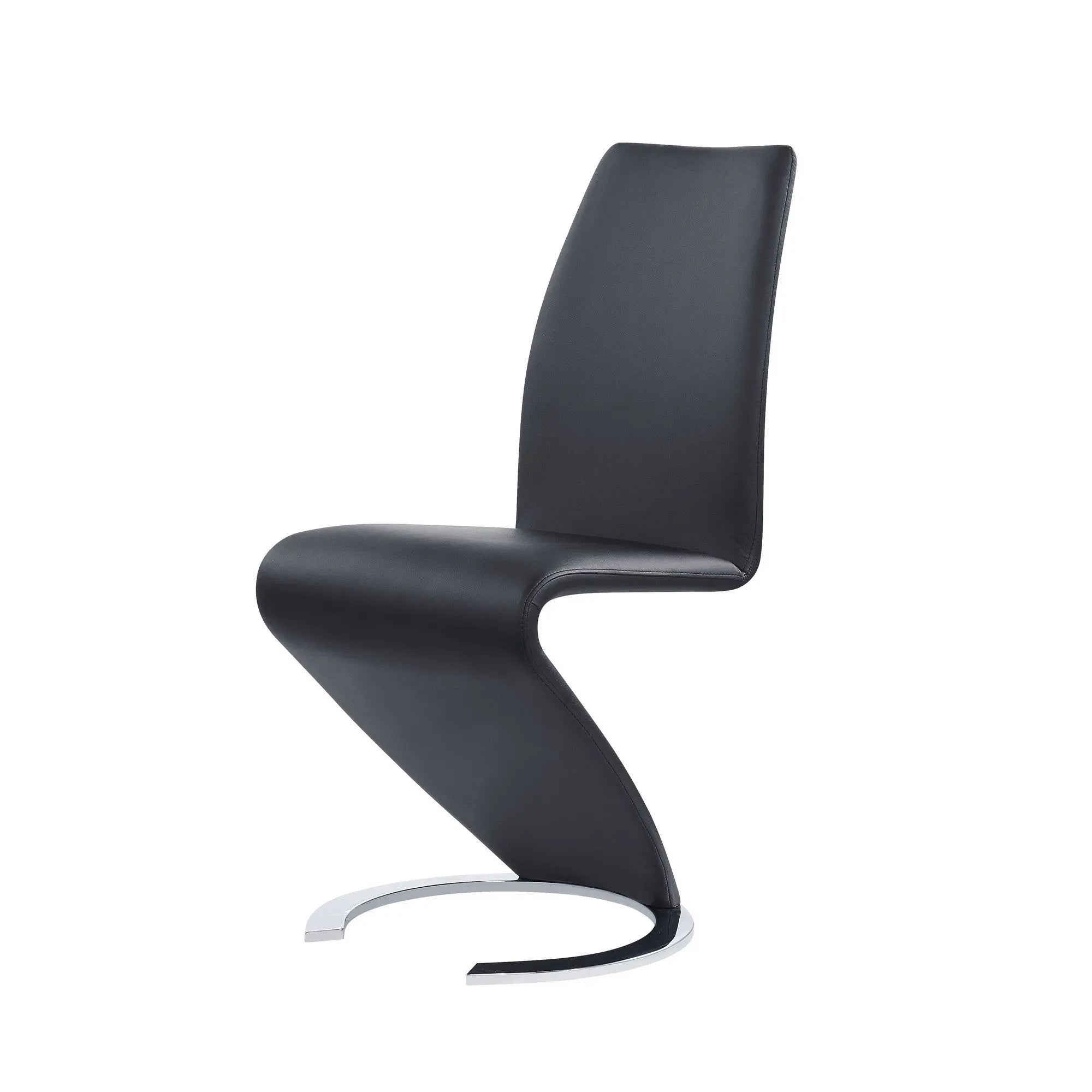 Set of Two Black and Silver Upholstered Faux Leather Dining Parsons Chairs Homeroots Kitchen & Dining