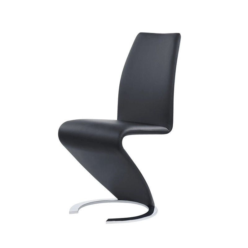 Set of Two Black and Silver Upholstered Faux Leather Dining Parsons Chairs Homeroots Kitchen & Dining