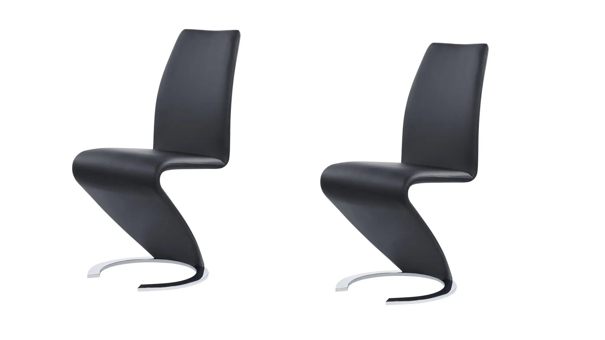 Set of Two Black and Silver Upholstered Faux Leather Dining Parsons Chairs Homeroots Kitchen & Dining