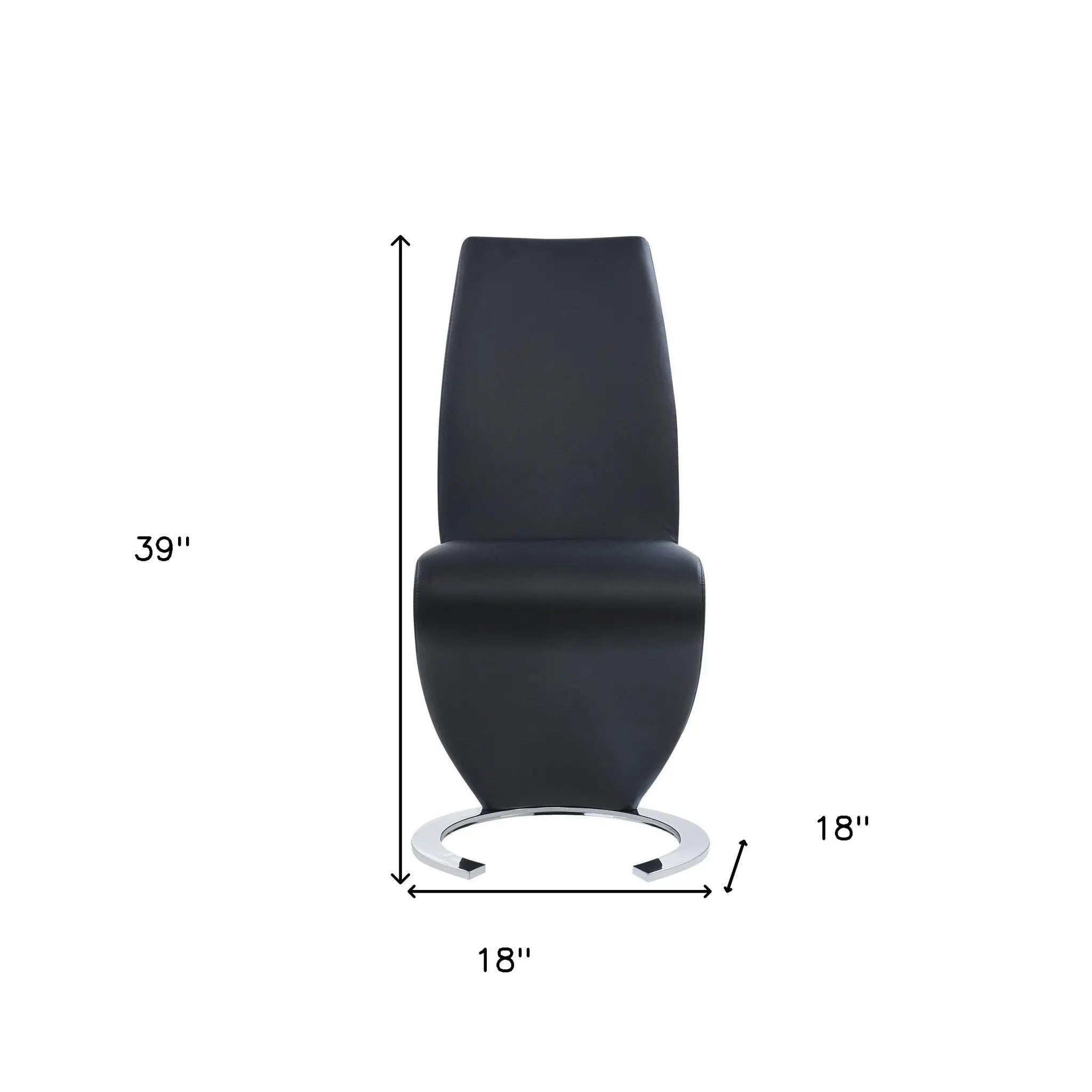 Set of Two Black and Silver Upholstered Faux Leather Dining Parsons Chairs Homeroots Kitchen & Dining