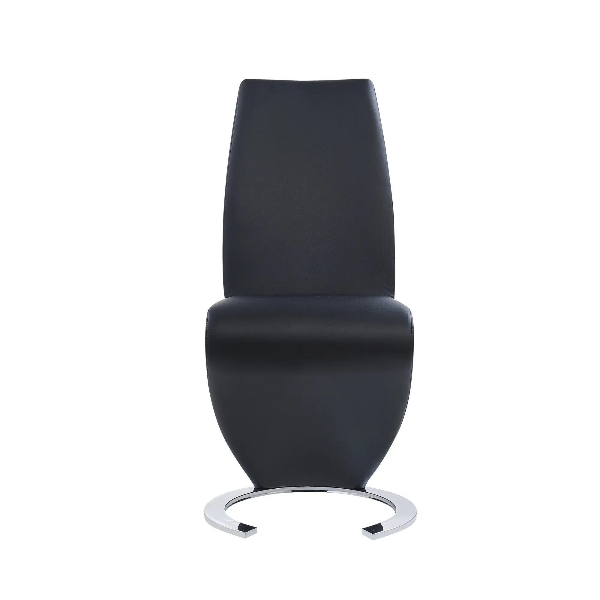 Set of Two Black and Silver Upholstered Faux Leather Dining Parsons Chairs Homeroots Kitchen & Dining