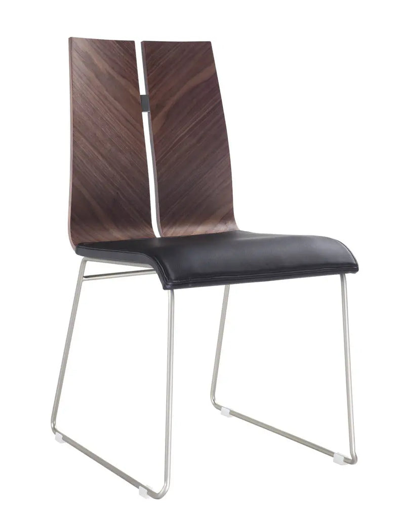 Set of Two Black and Silver Upholstered Faux Leather Dining Side Chairs Homeroots Kitchen & Dining