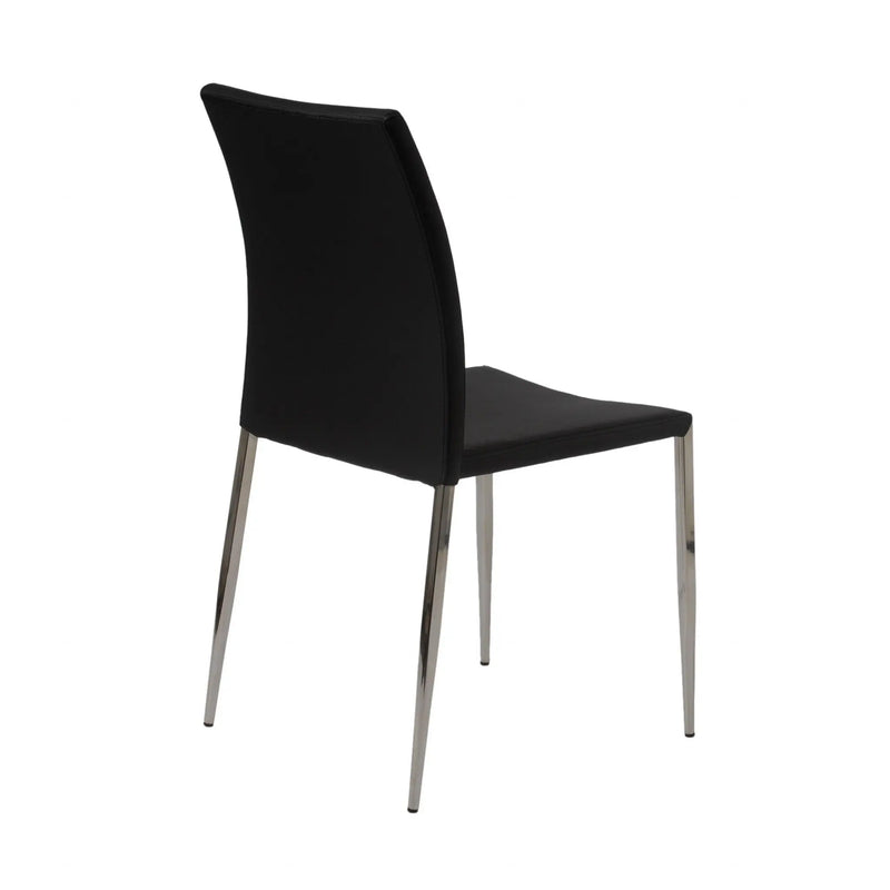 Set of Two Black and Silver Upholstered Faux Leather Dining Side Chairs Homeroots Kitchen & Dining