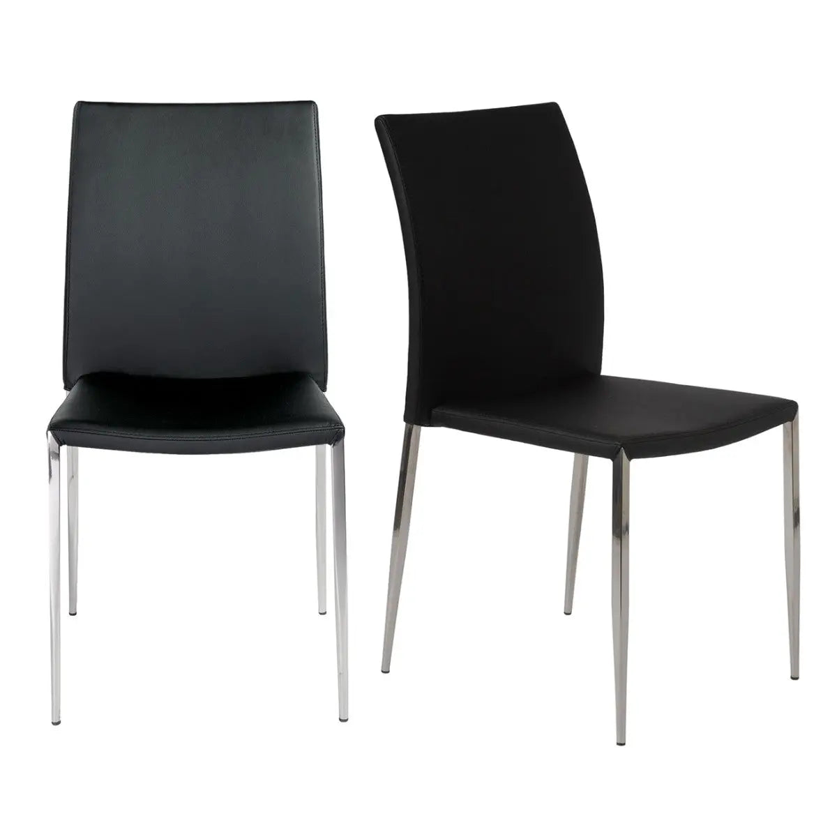 Set of Two Black and Silver Upholstered Faux Leather Dining Side Chairs Homeroots Kitchen & Dining