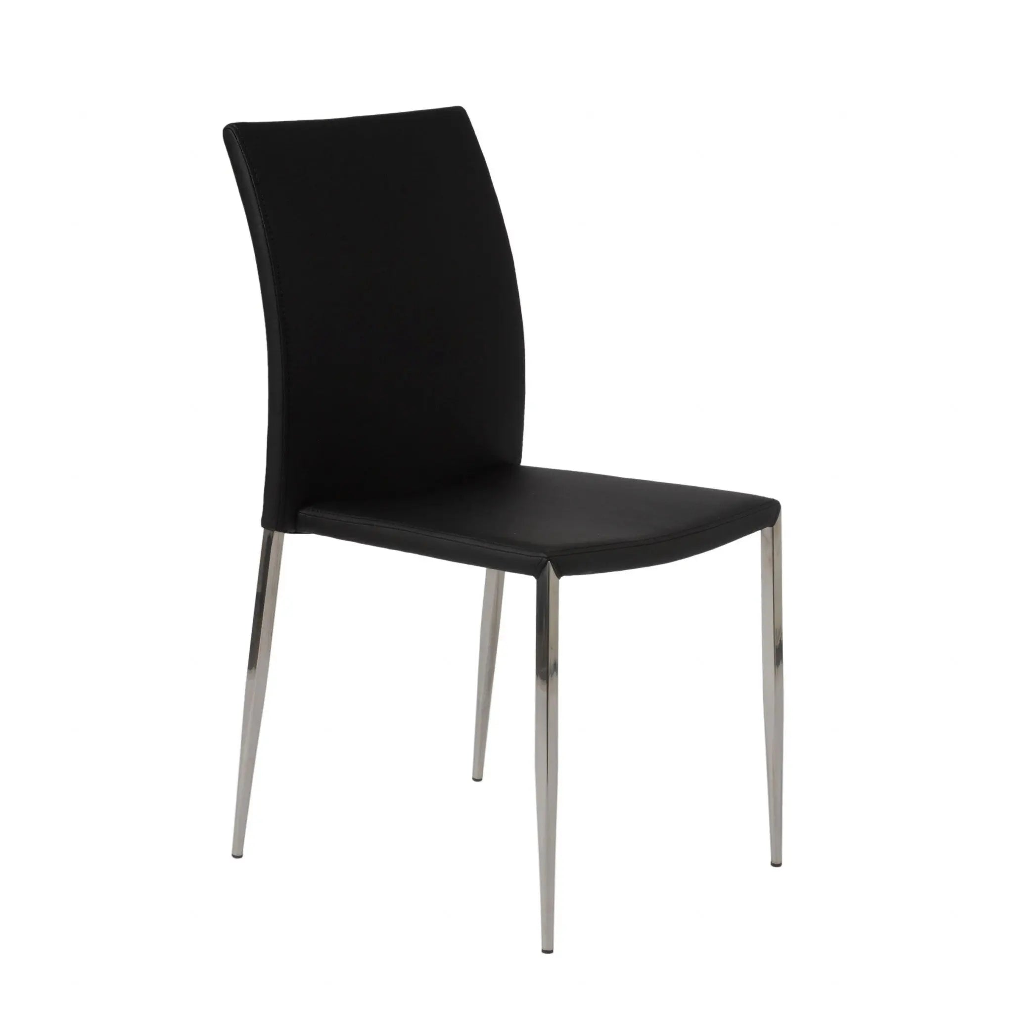 Set of Two Black and Silver Upholstered Faux Leather Dining Side Chairs Homeroots Kitchen & Dining