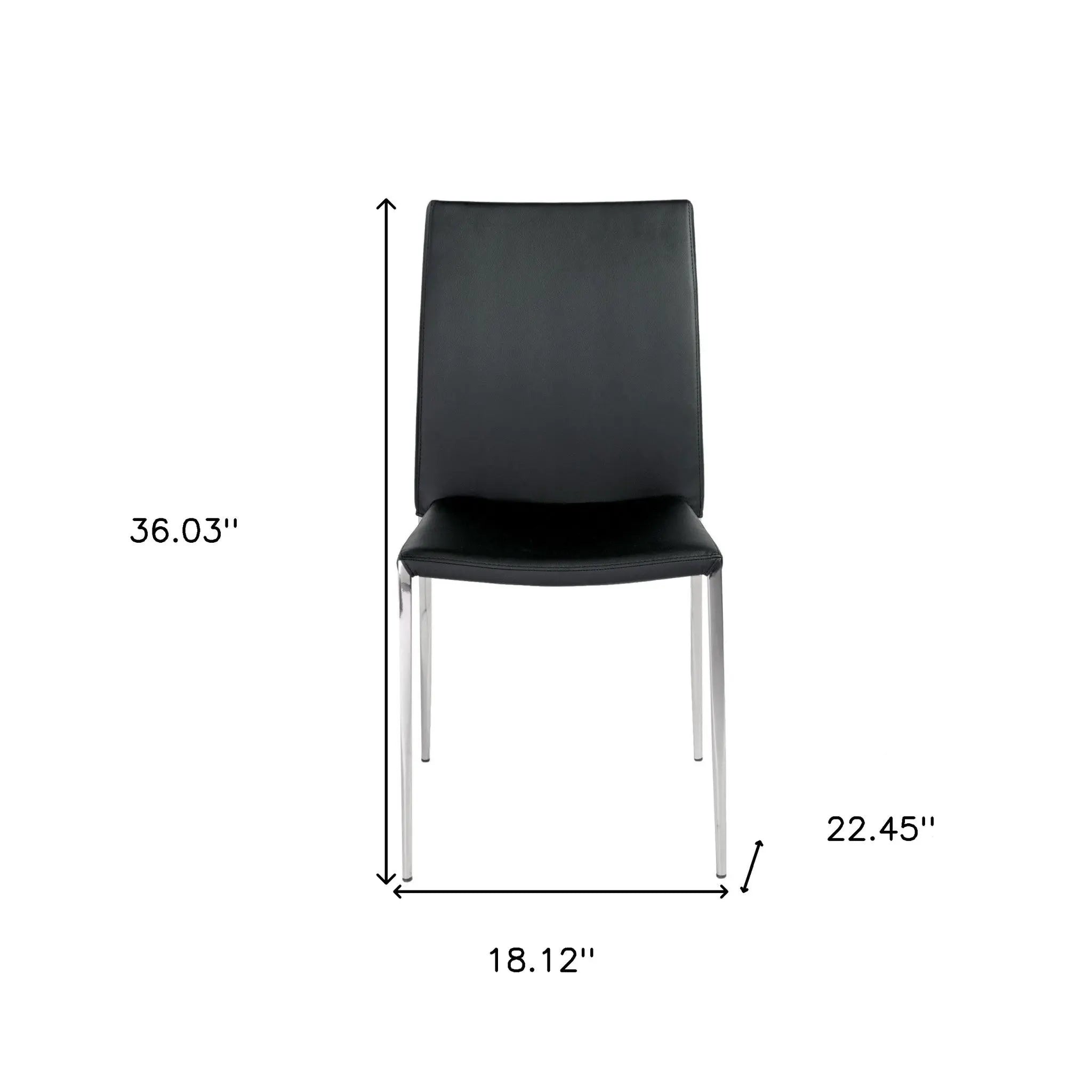 Set of Two Black and Silver Upholstered Faux Leather Dining Side Chairs Homeroots Kitchen & Dining