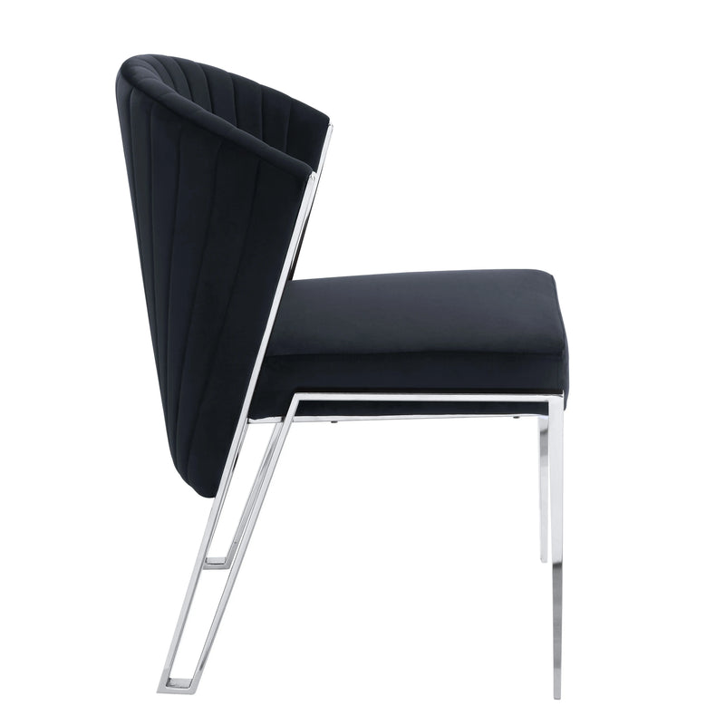 Set of Two Black and Silver Velvet Wing Back Dining Side Chairs Homeroots Kitchen & Dining