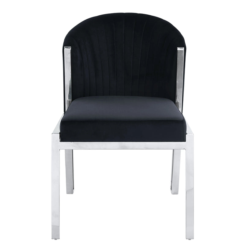 Set of Two Black and Silver Velvet Wing Back Dining Side Chairs Homeroots Kitchen & Dining