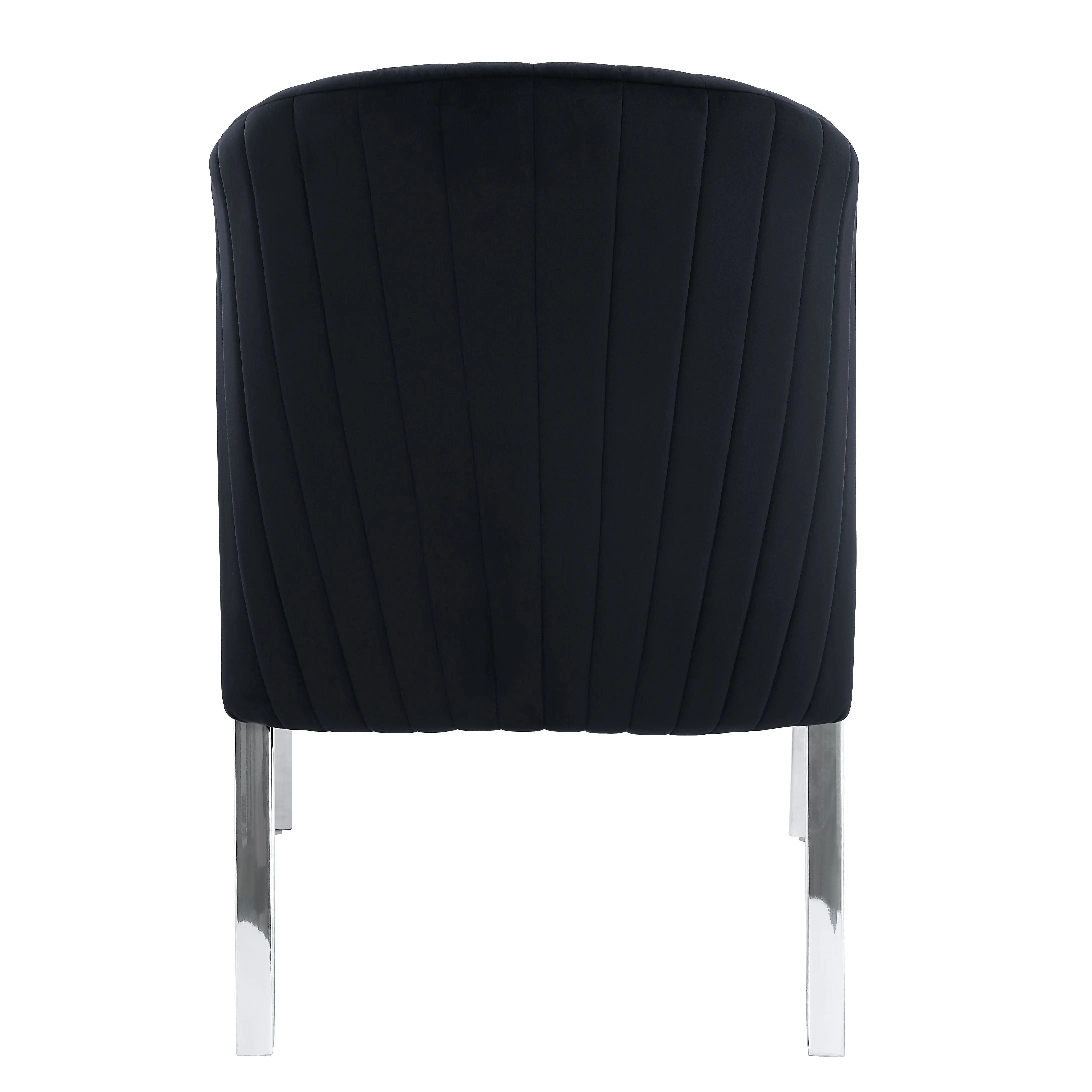 Set of Two Black and Silver Velvet Wing Back Dining Side Chairs Homeroots Kitchen & Dining