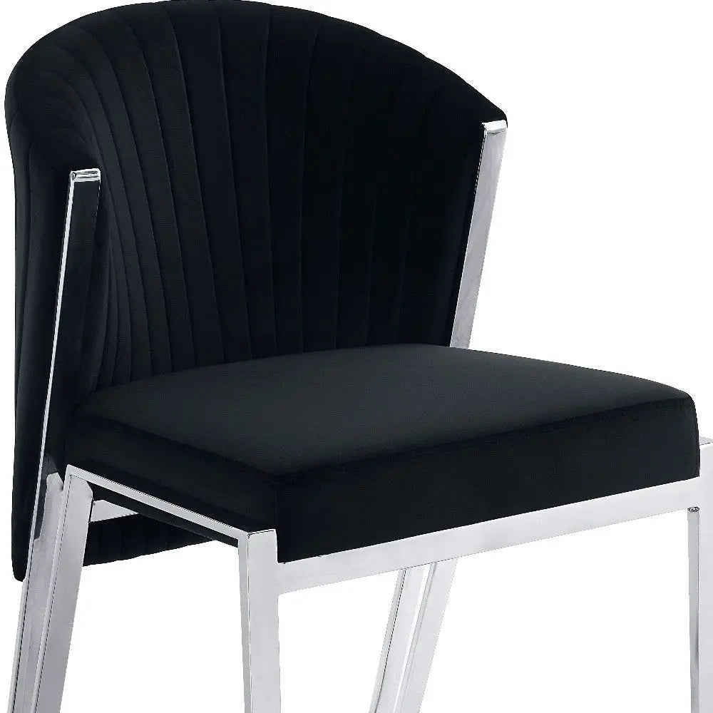 Set of Two Black and Silver Velvet Wing Back Dining Side Chairs Homeroots Kitchen & Dining