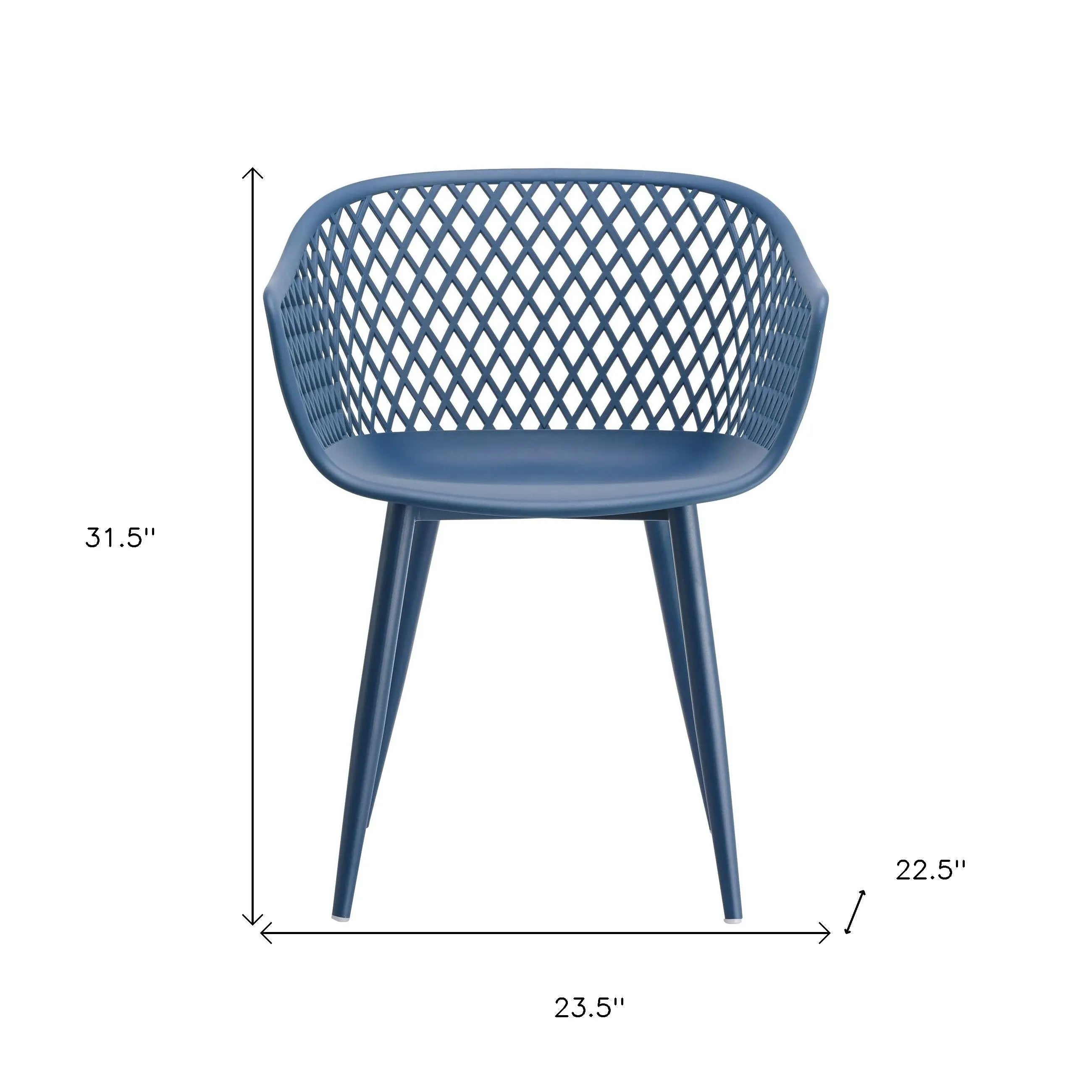Set of Two Blue Heavy Duty Plastic Outdoor Stacking Dining Chairs Homeroots Outdoor