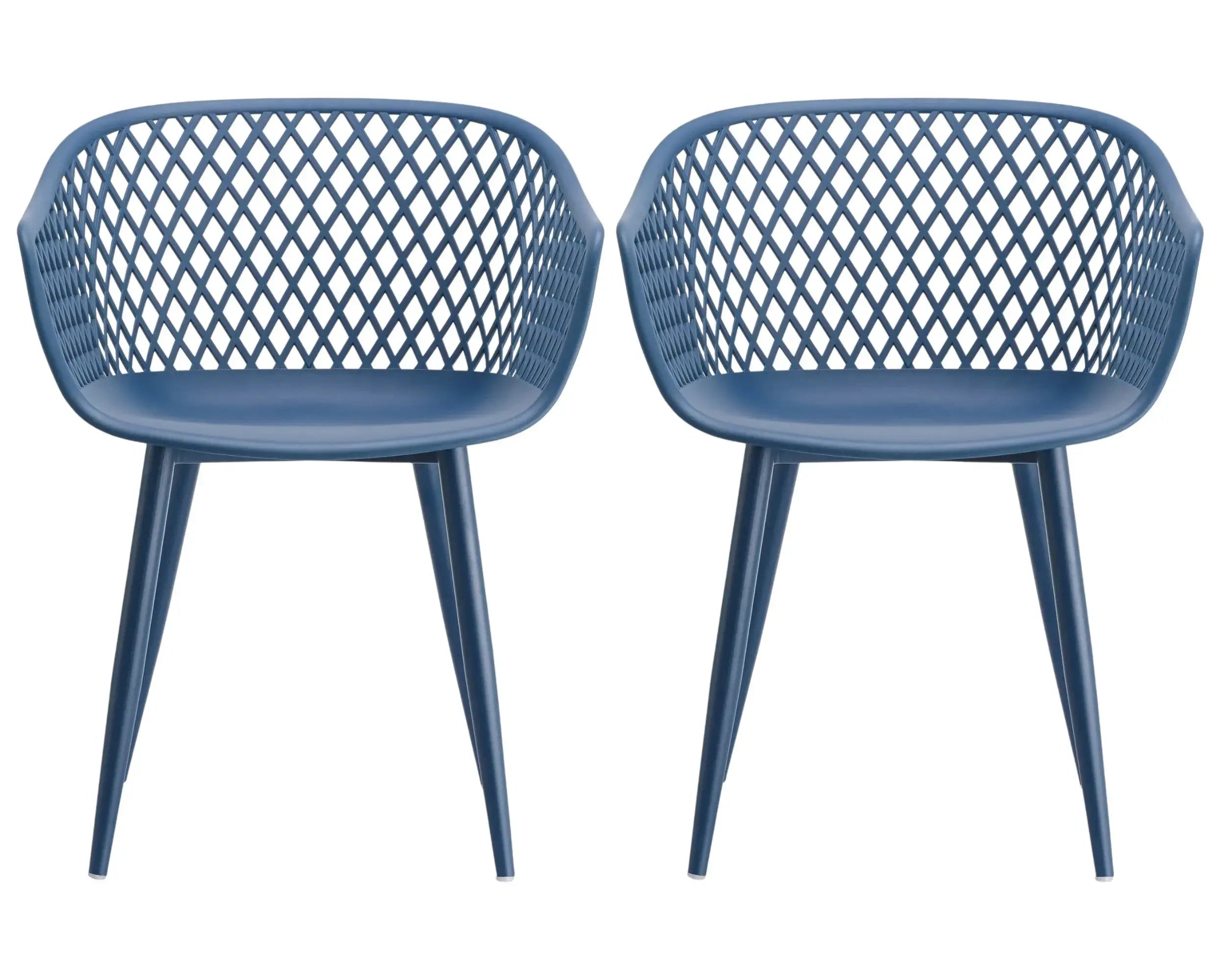 Set of Two Blue Heavy Duty Plastic Outdoor Stacking Dining Chairs Homeroots Outdoor