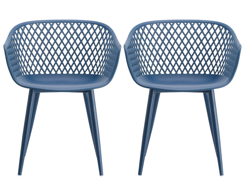 Set of Two Blue Heavy Duty Plastic Outdoor Stacking Dining Chairs Homeroots Outdoor