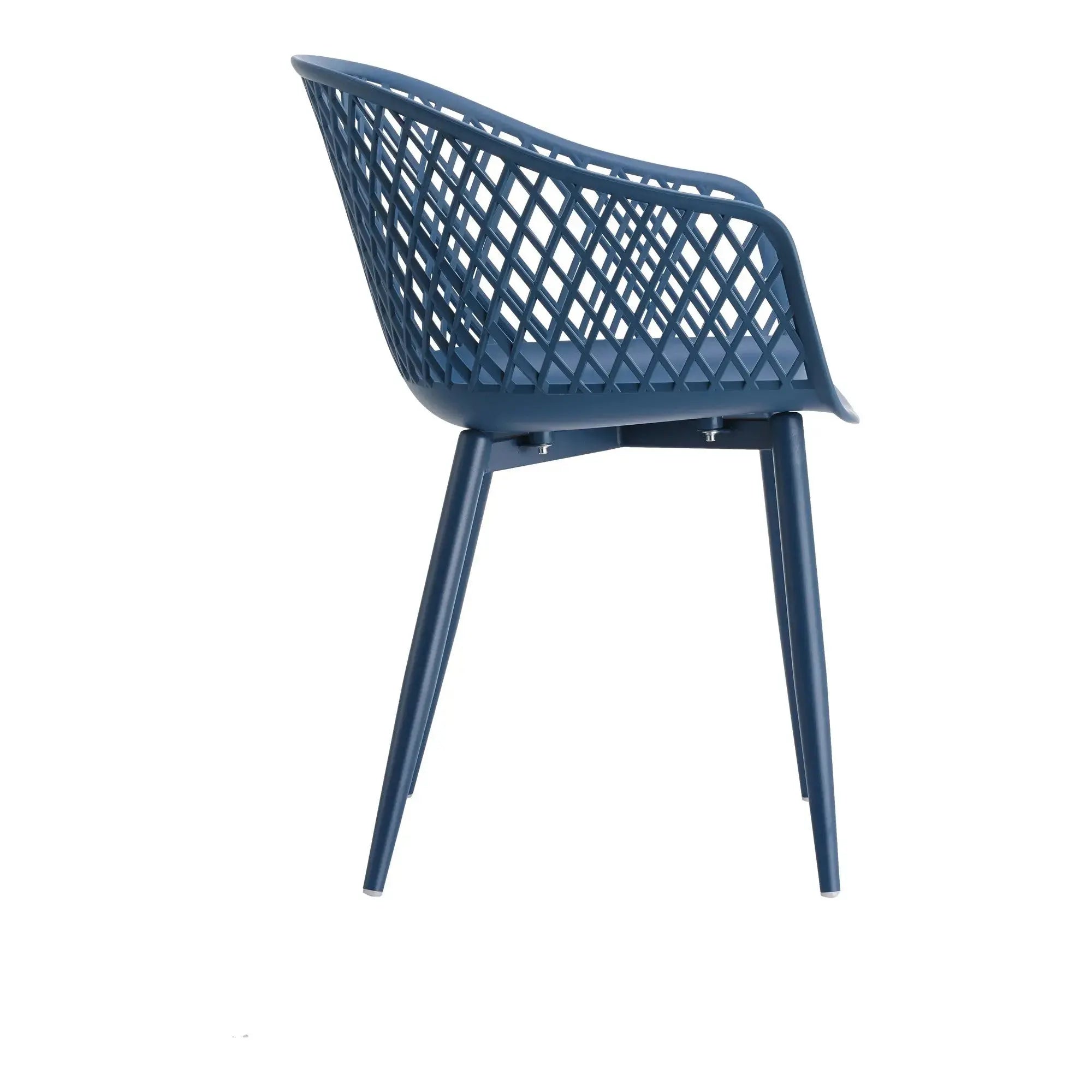 Set of Two Blue Heavy Duty Plastic Outdoor Stacking Dining Chairs Homeroots Outdoor