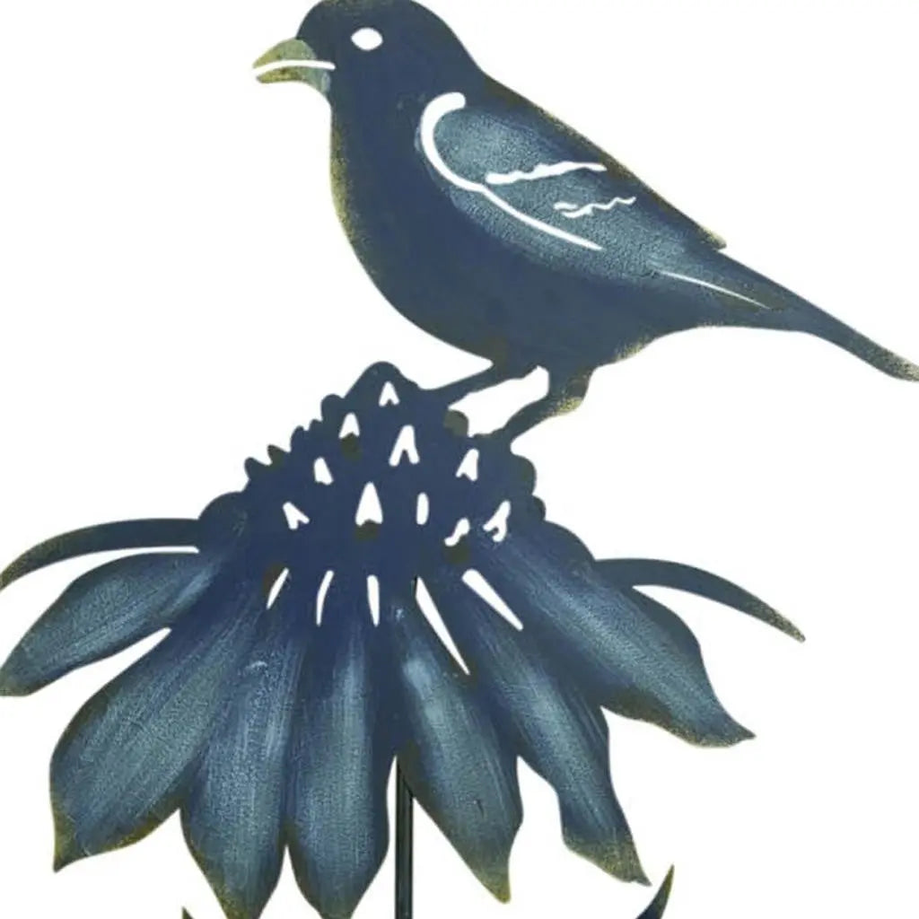 Set of Two Blue Iron Birds Garden Stake Homeroots Outdoor