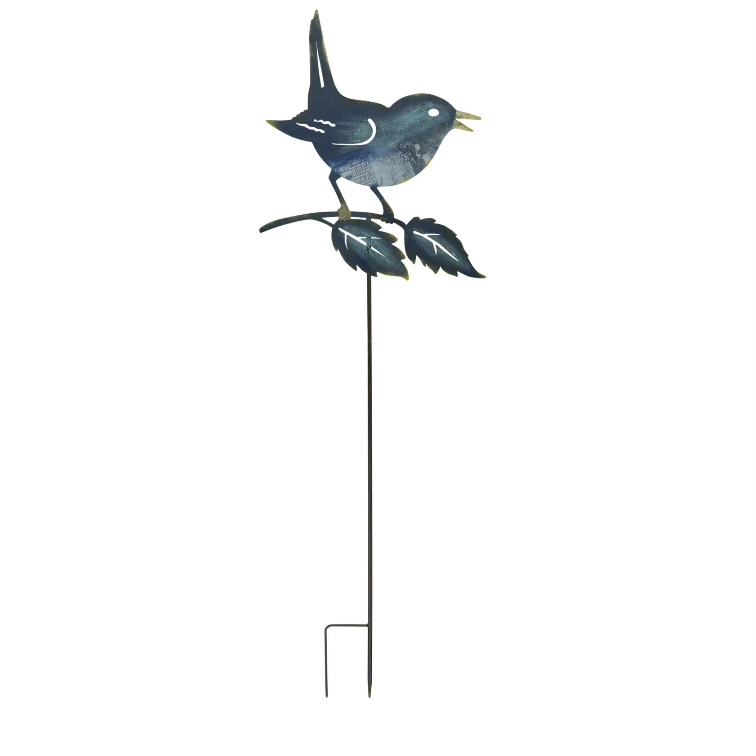 Set of Two Blue Iron Birds Garden Stake Homeroots Outdoor
