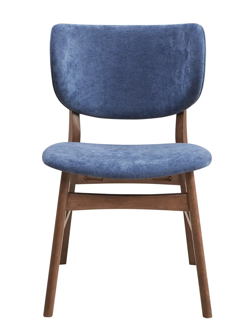 Set of Two Blue and Brown Fabric Open Back Dining Side Chairs Homeroots Kitchen & Dining