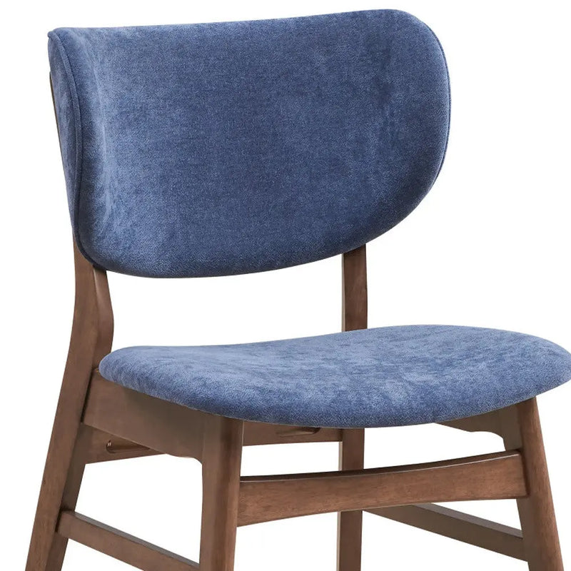 Set of Two Blue and Brown Fabric Open Back Dining Side Chairs Homeroots Kitchen & Dining