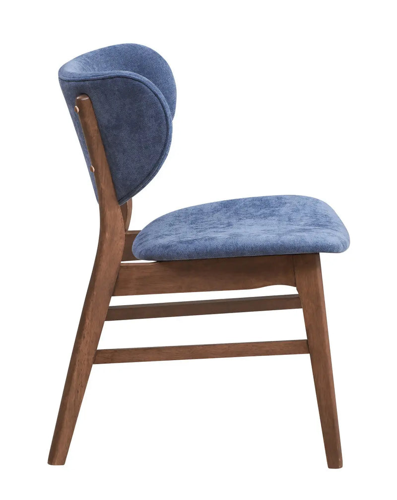 Set of Two Blue and Brown Fabric Open Back Dining Side Chairs Homeroots Kitchen & Dining