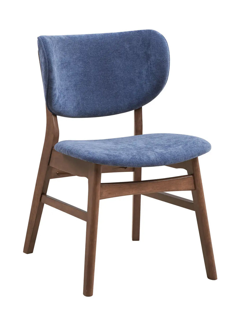 Set of Two Blue and Brown Fabric Open Back Dining Side Chairs Homeroots Kitchen & Dining