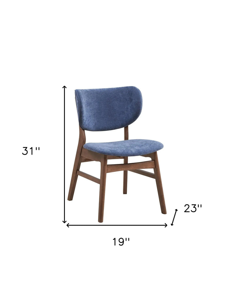 Set of Two Blue and Brown Fabric Open Back Dining Side Chairs Homeroots Kitchen & Dining