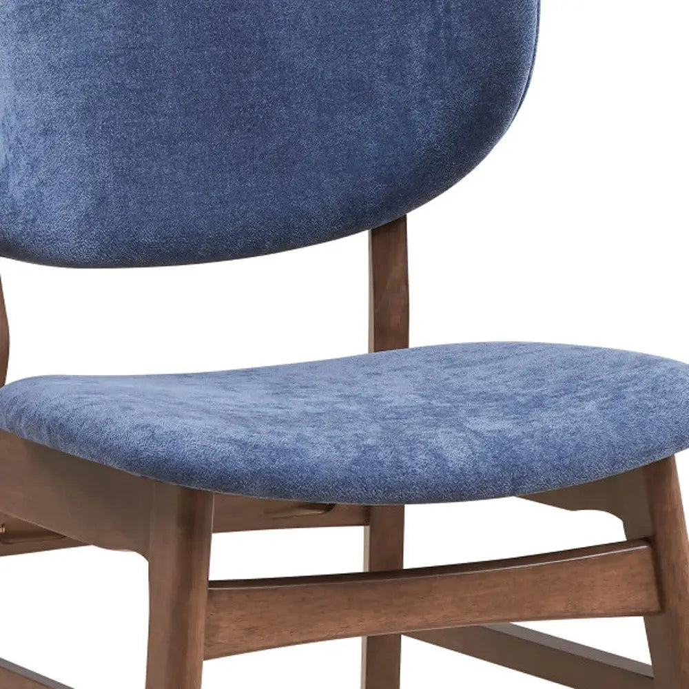 Set of Two Blue and Brown Fabric Open Back Dining Side Chairs Homeroots Kitchen & Dining