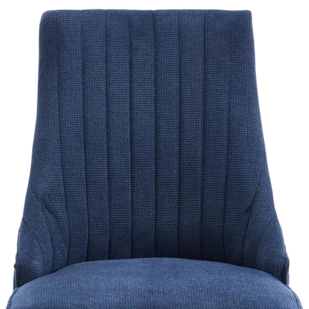 Set of Two Blue and Brown Linen Dining Side Chairs Homeroots Kitchen & Dining