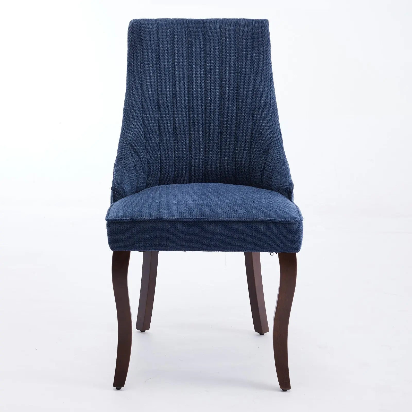 Set of Two Blue and Brown Linen Dining Side Chairs Homeroots Kitchen & Dining