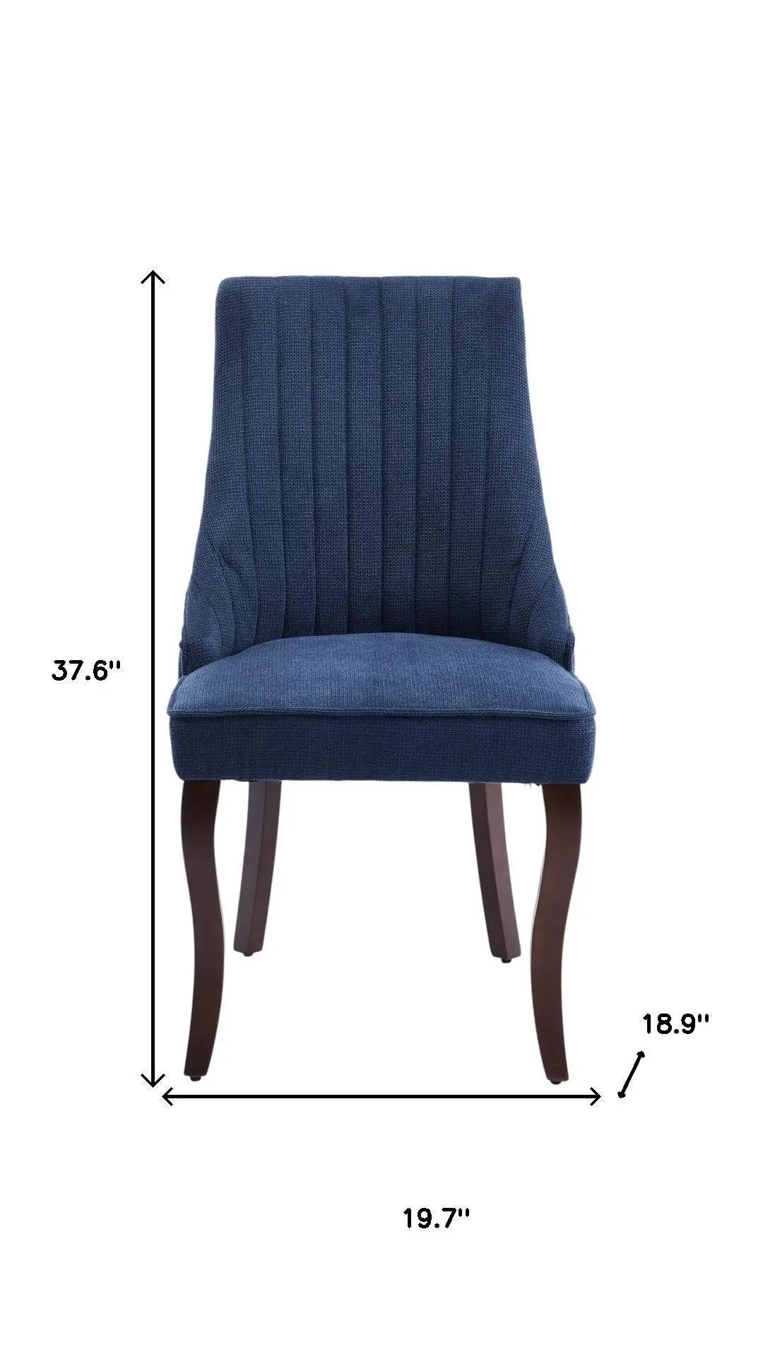 Set of Two Blue and Brown Linen Dining Side Chairs Homeroots Kitchen & Dining