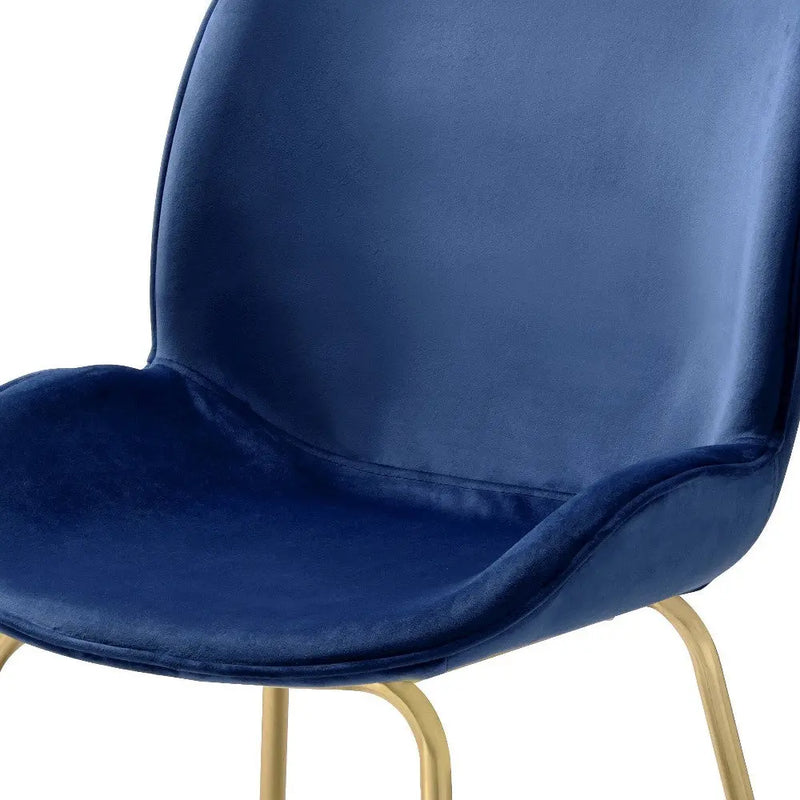 Set of Two Blue and Gold Velvet Wing Back Dining Side Chairs Homeroots Kitchen & Dining