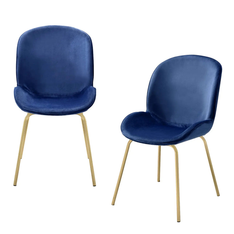 Set of Two Blue and Gold Velvet Wing Back Dining Side Chairs Homeroots Kitchen & Dining