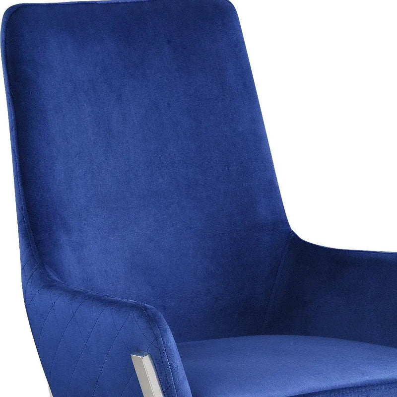 Set of Two Blue and Silver Velvet Dining Side Chairs Homeroots Kitchen & Dining