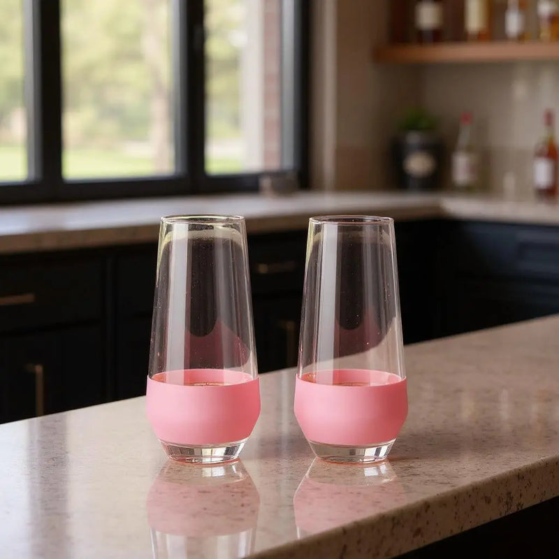 Set of Two Blush Plastic Angular Shape Stemless White Wine Glass Homeroots Kitchen & Dining