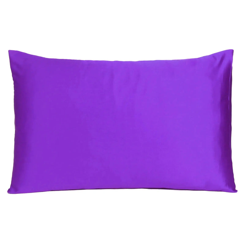Set of Two Bright Purple Dreamy Silky Satin Queen Pillowcases Homeroots Bed & Bath